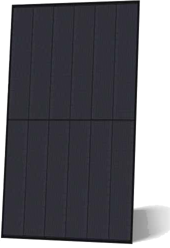 A Jinko Tiger Neo solar panel, cut out and seen straight on.